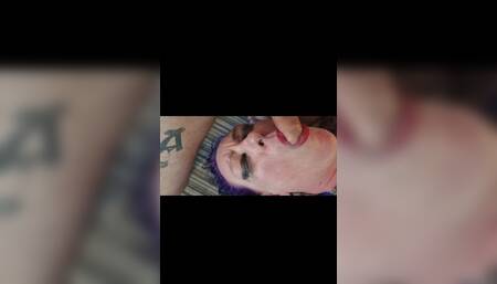 BBW Milf gives sloppy messy blowjob.