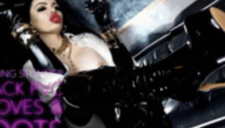 SMOKING STUNNER in Black PVC Gloves And Boots