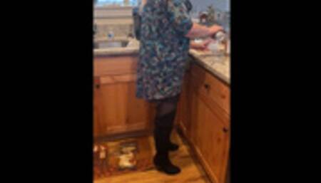 Deb Teases, Seduces & Fucks Hubby Wearing Black Skirt, Stockings and Journee Spritz Over the Knee Boots 4 (10-17-2021)