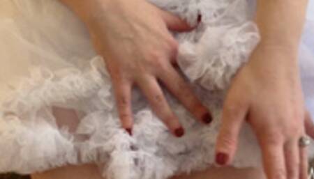 Betty's Boudoir: Black Satin Panties and White Petticoat Upskirt