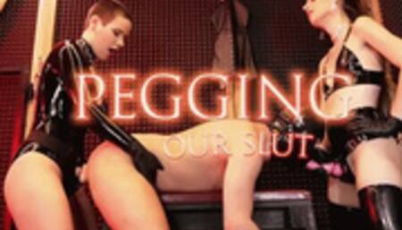 Pegging our slut on bench (Madame Juliette & Lady Annabelle 666)