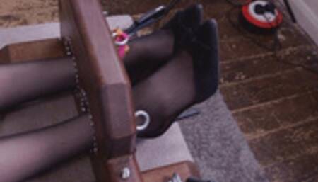 Insanely Ticklish Ellie's First Time In The Stocks! (SD version)