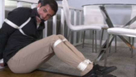 Cleave gagged Jon Rogue starts off chair bound and then down to the floor! 4k Version