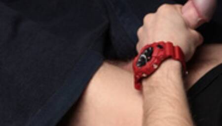 Solo Male wristwatch fetish Masturbation red GShock