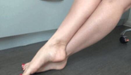 rubs feet crossed at the ankles 9FF