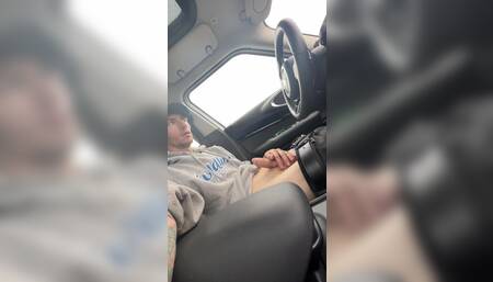 Stroking dick before work