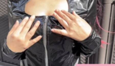 Taylor Walks Around in PVC Dress