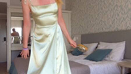 Brushing My Hair in Satin Gown 4K