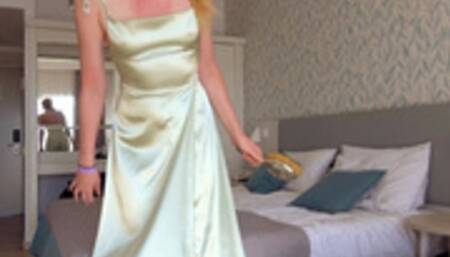 Brushing My Hair in Satin Gown