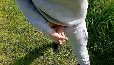 Outside with my naked big dick