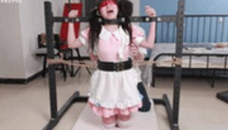 ?XY Bondage-73?A Maid with Twin Ponytails is Tickled on an Iron Rack