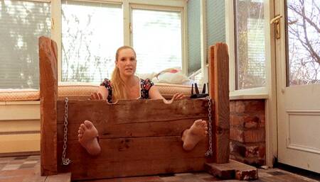 Barefoot and Humiliated in the Stocks 4K