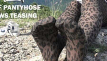 Nylon Goddess Paws Tease On A Summer Sunny Day In The Mountains