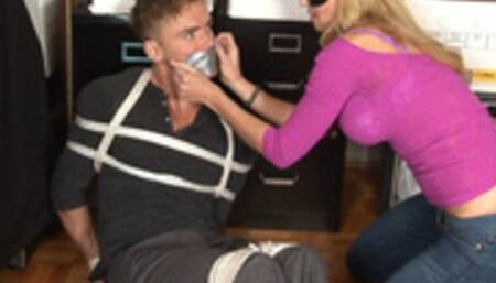 A masked Randy Moore gets down to tie and tape gag John! 1080p Version