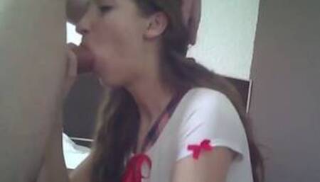 Prostitute gives rough blowjob to client