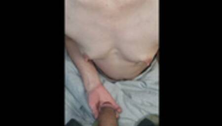 Jerking Big Cock Onto My Tiny Titties