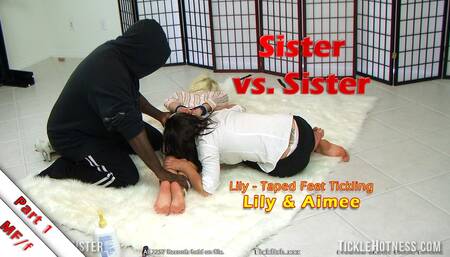 Sister vs. Sister Part 1 - Lily - Taped Feet Tickling