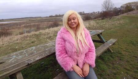 Barbie Swede suck cock in public