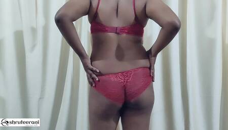 Indian Crossdresser in Red Lingerie