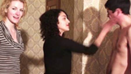 Face slapping lessons - Nasty Natascha, Sarah & Gormless - MP4 File