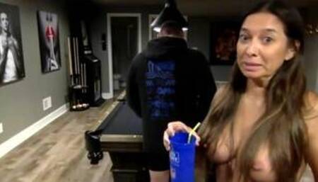 Naked milf play billiards