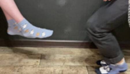 Feet massage and trampling in My cute new socks