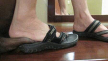 COCK TRAMPLE IN SANDALS