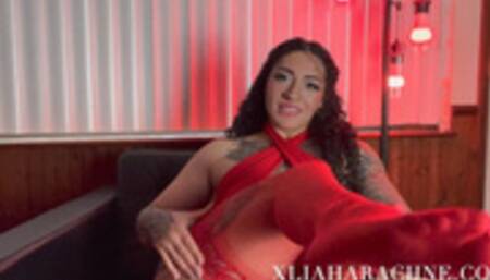 Worship My Feet in Red Stockings