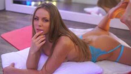 Hot lingerie model with tight pussy blowjob