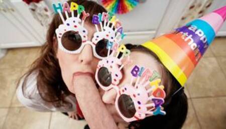 Melody Mynx and Tifa Quinn Blowjob Birthday Party