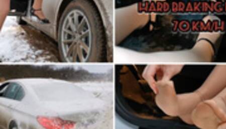 Emily got stuck hard in mud and snow, makes hard braking and crazy drift in powerful BMW