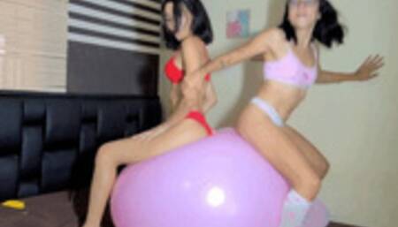 Nicoll and Maribel Sit to Pop Multiple 17 and 36-inch Balloons Non Nude HD WMV (1920x1080)