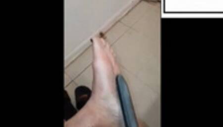 Kristi files them itchy DRY soles and clips nails