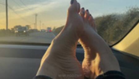 Sexy Feet on the Dash