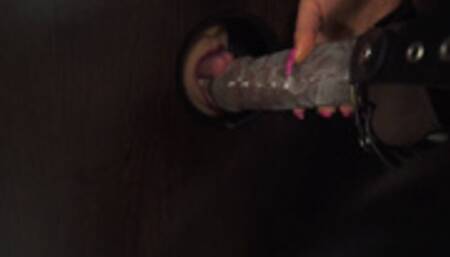 Gloryhole slut gets a hard gangbang