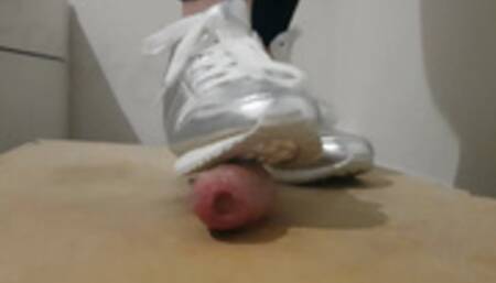 Cock crush cumming with shoes