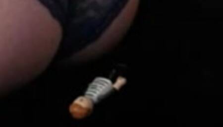 Unaware giantess keeps sitting on little man