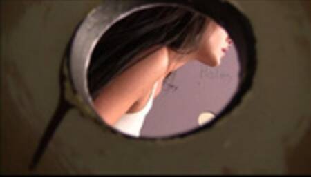 Milf Randi Rubs Her Pussy While Peeping Tom Watch Her At The Bathroom Gloryhole! (mp4)