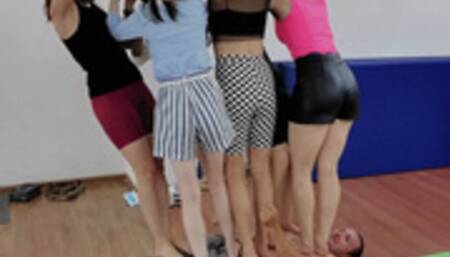 Occasional multitrampling training (Part 1): under 8 girls & terrorising men with bare feet & sneaker trampling