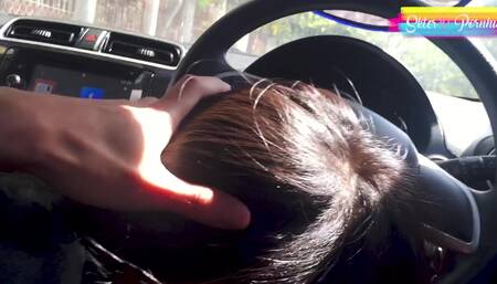 Cum in the mouth in the car