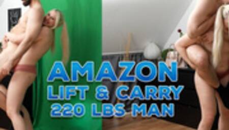 Lift & Carry Squatting with 220lbs Giant Bodybuilder Strong Amazon Step-Mom Piggyback riding