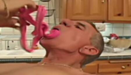 Dirty MILF whore takes a hardcore pounding from behind in the kitchen