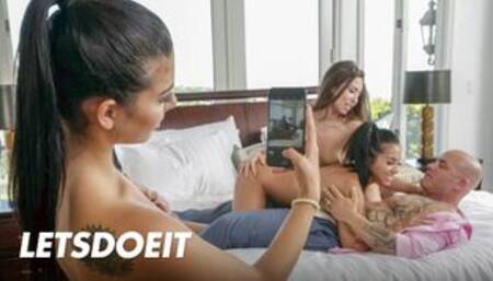 Gina Valentina, Morgan Lee & Melissa Moore Seduce Stud in Hot Foursome - SCAM ANGELS