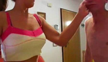 Im gonna slap your face extremely hard you pathetic worm - Mistress Amber Leigh & Osel - MP4 Clip