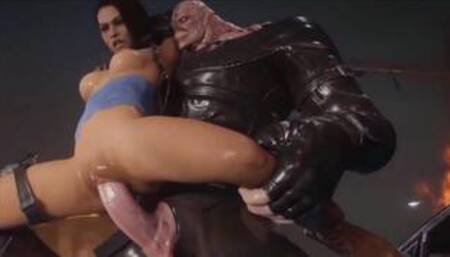 Jill vs Nemesis - burning cars all around