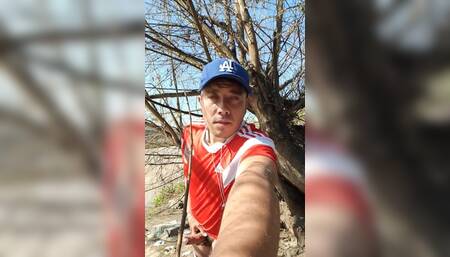 Jerk off outdoor
