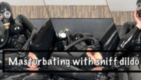 Masturbating with sniff dildo
