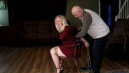 Cuvry blonde in a challenging squat strappado gets her ass tanned (MP4 HD 14000kbps)