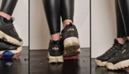Very Painful Fila Disruptor and socks Cock Crush with full weight - Painsisters