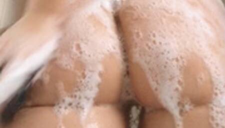 soaping up my body in the shower